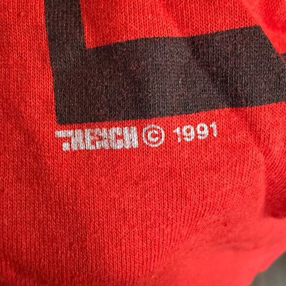 Vtg 90s NBA 1991 Chicago Bulls Eastern Champions T Shirt L Jordan Red Y2k - Picture 2 of 8